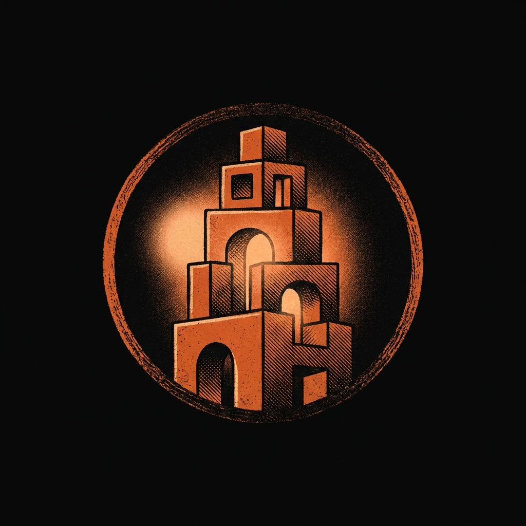 Glowing blocks stacking into a tower
